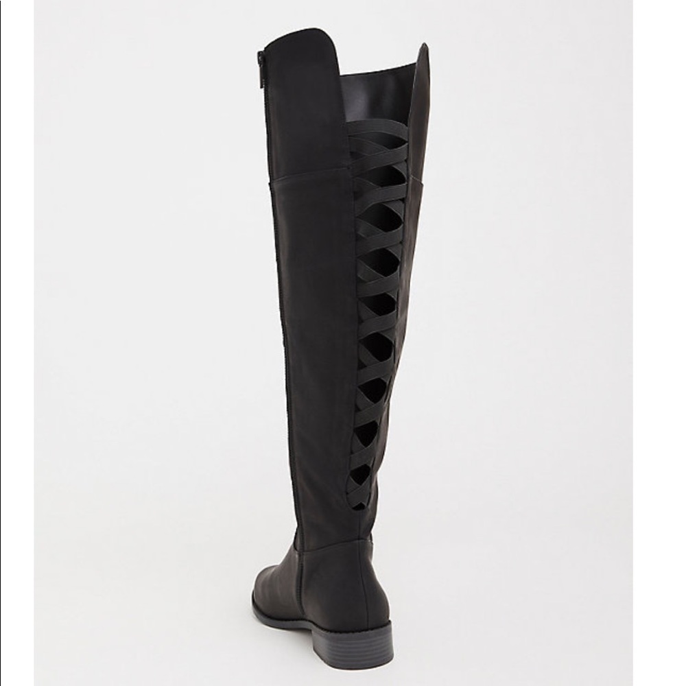 Black Lattice Over the Knee Boot (Wide Width)
